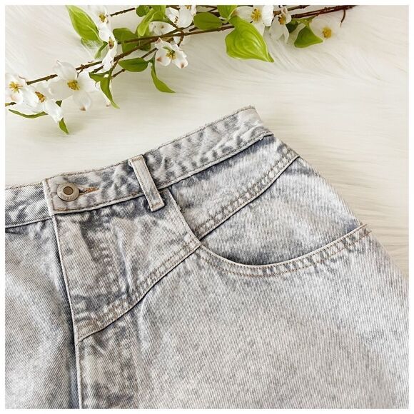 Vintage 80’s UNIONBAY Retro Chic Trendy Acid Stone Wash Seamed Denim Skirt - Picture 4 of 11